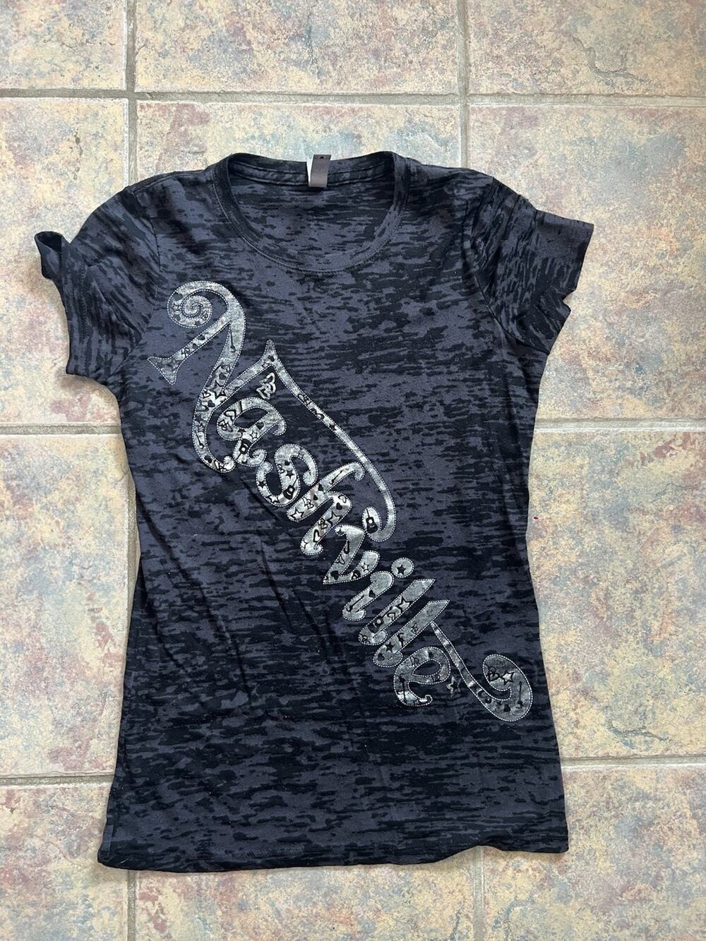 Nashville Black Medium Scoop Neck Women’s Too Short Sleeve T-Shirt